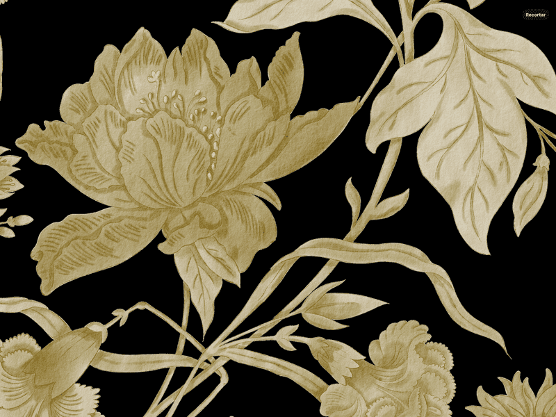 papel pintado floral color oro de muralchic