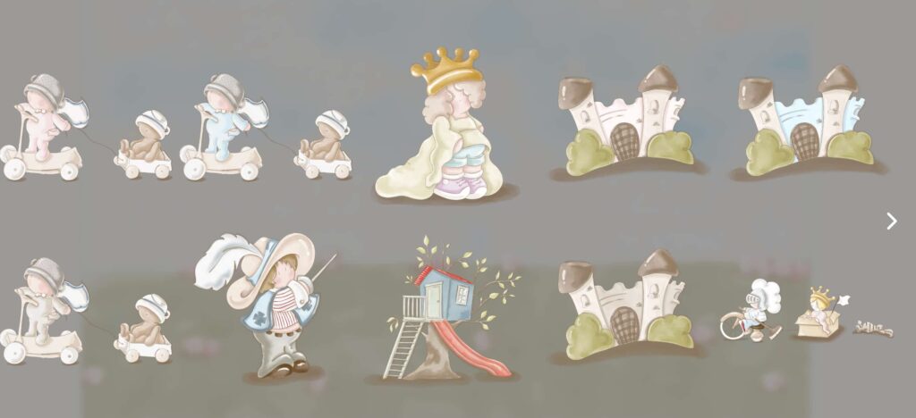 Captura de los elementos del editor de la colección infantil