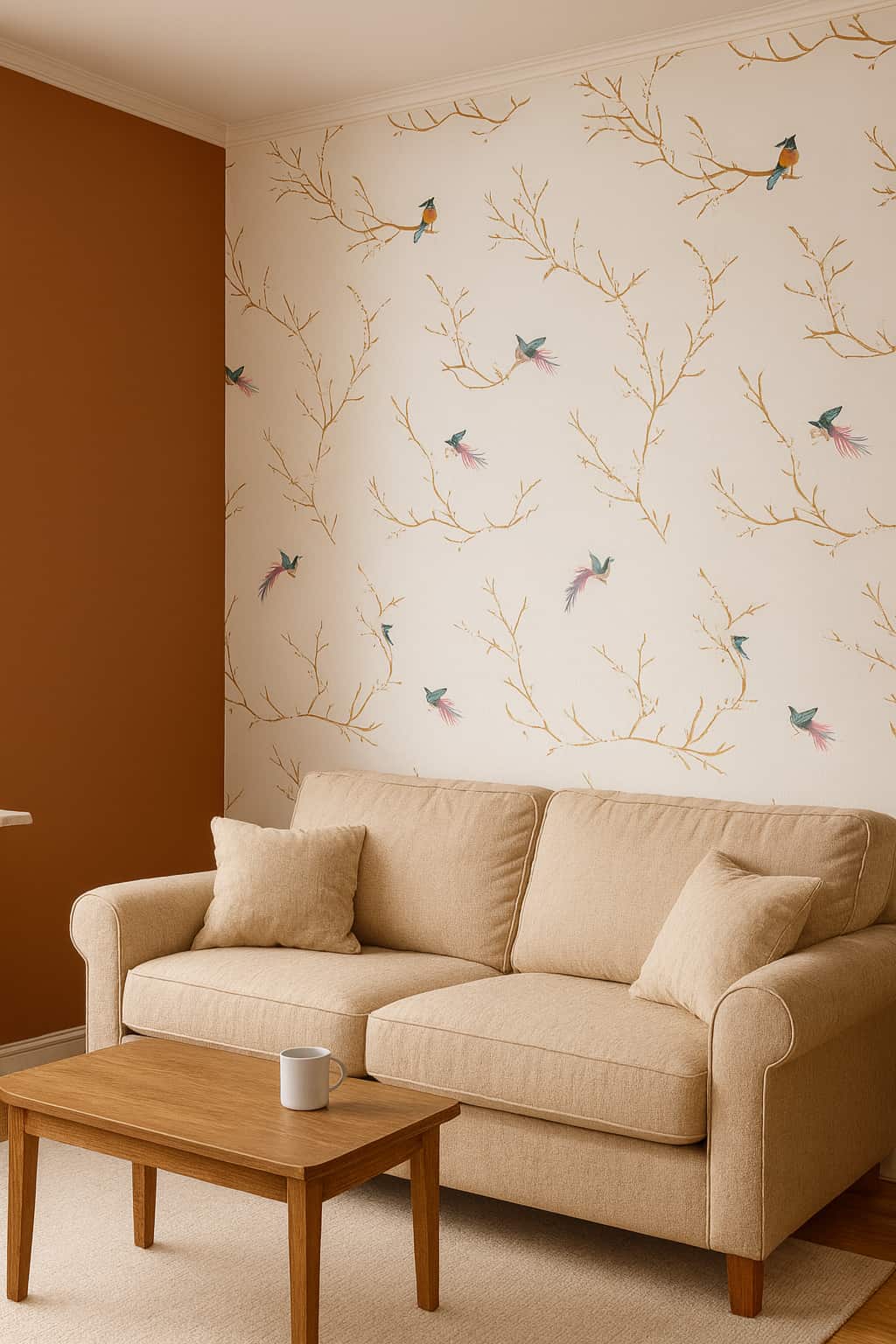 papel pintado muralchic combinado con pintura